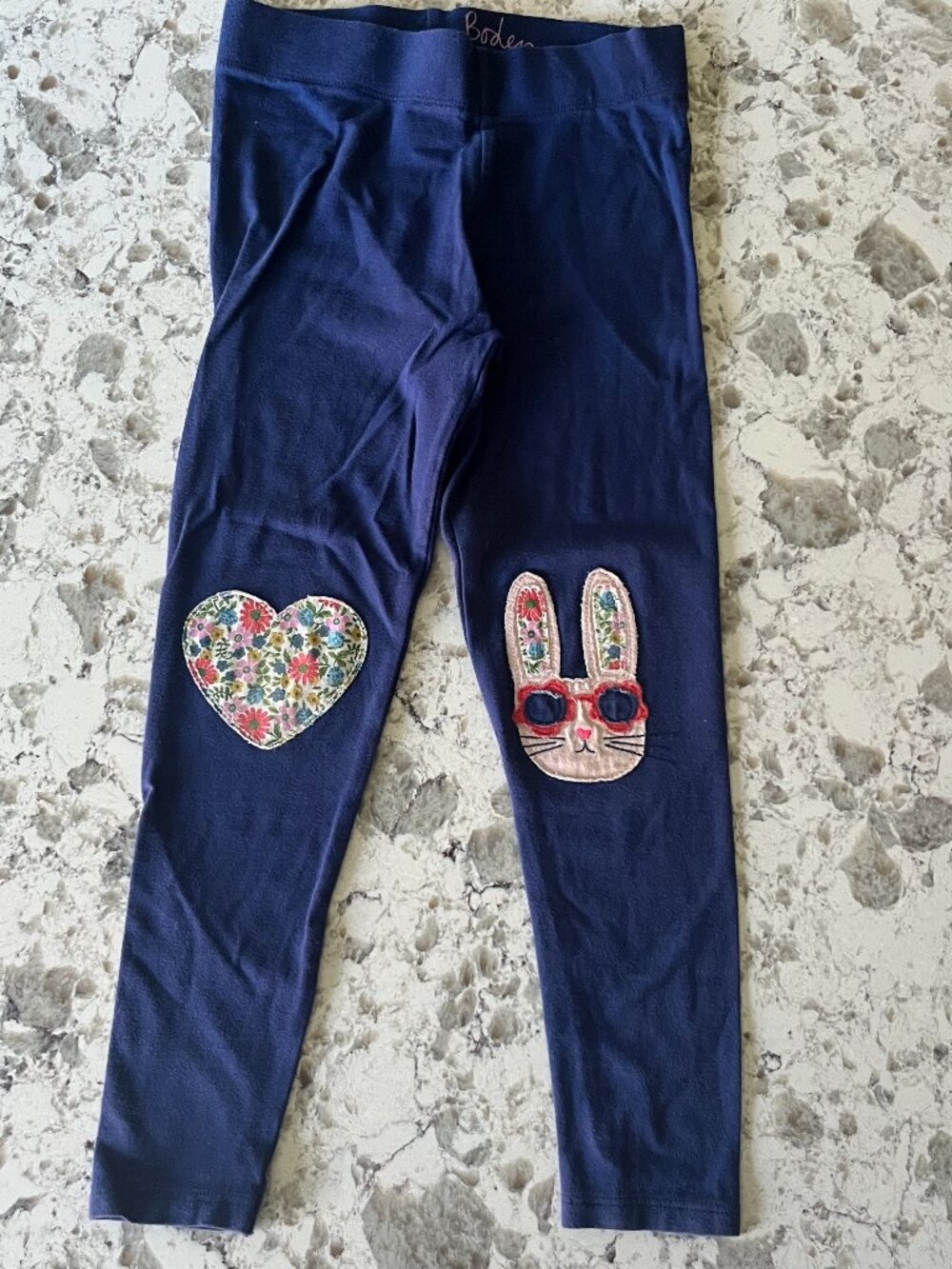 Boden navy bunny knee applique leggings sz 6-7